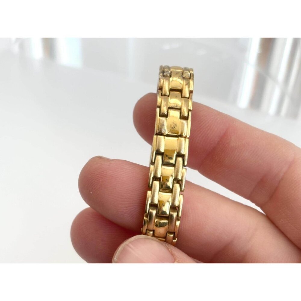Vanity Fair Rhinestone Framed Gold T Stretch Vintage Wristwatch - 19mm - WORKS! - Picture 7 of 16